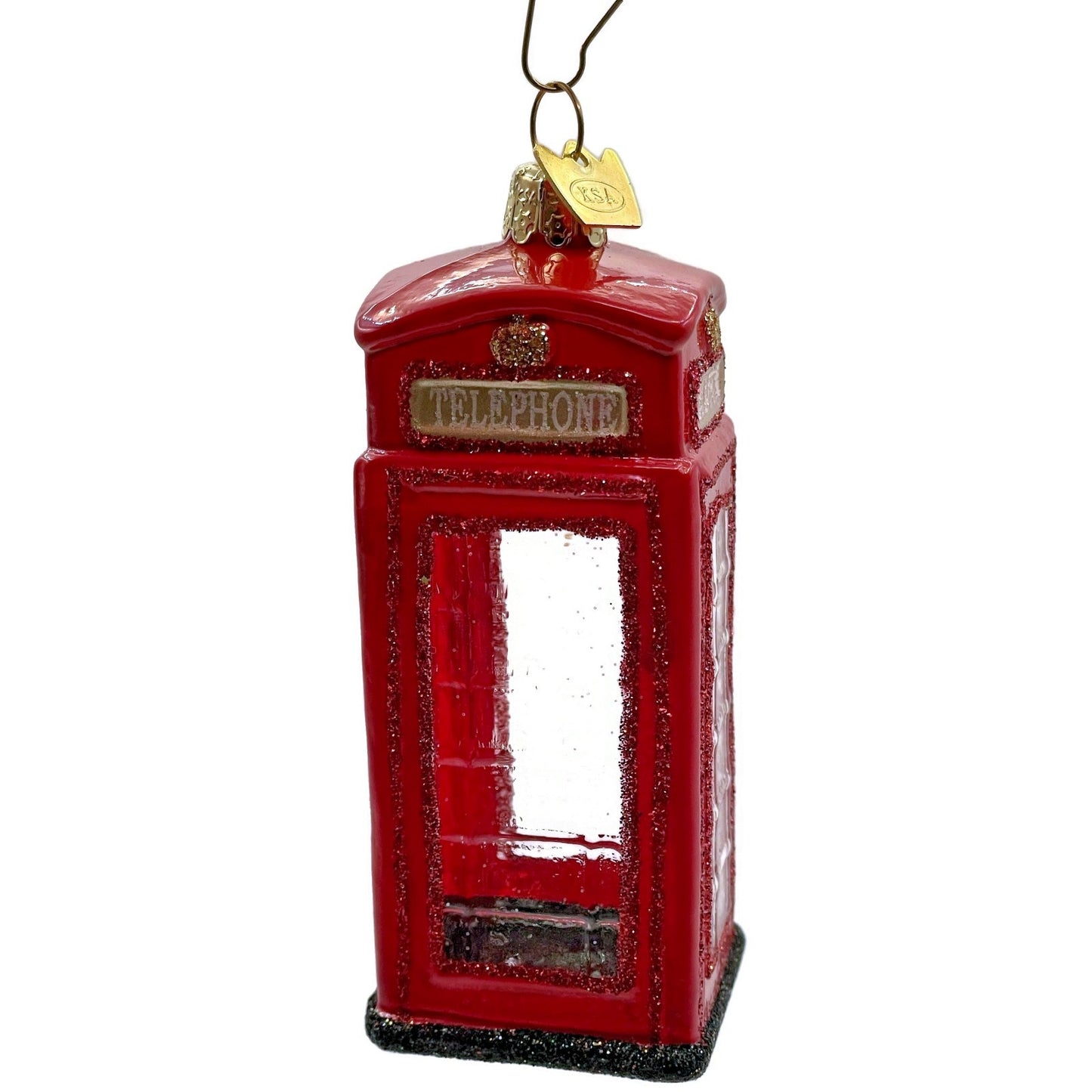 British Phone Booth Red Glass Kurt S Adler Noble Gems Christmas Tree Ornament