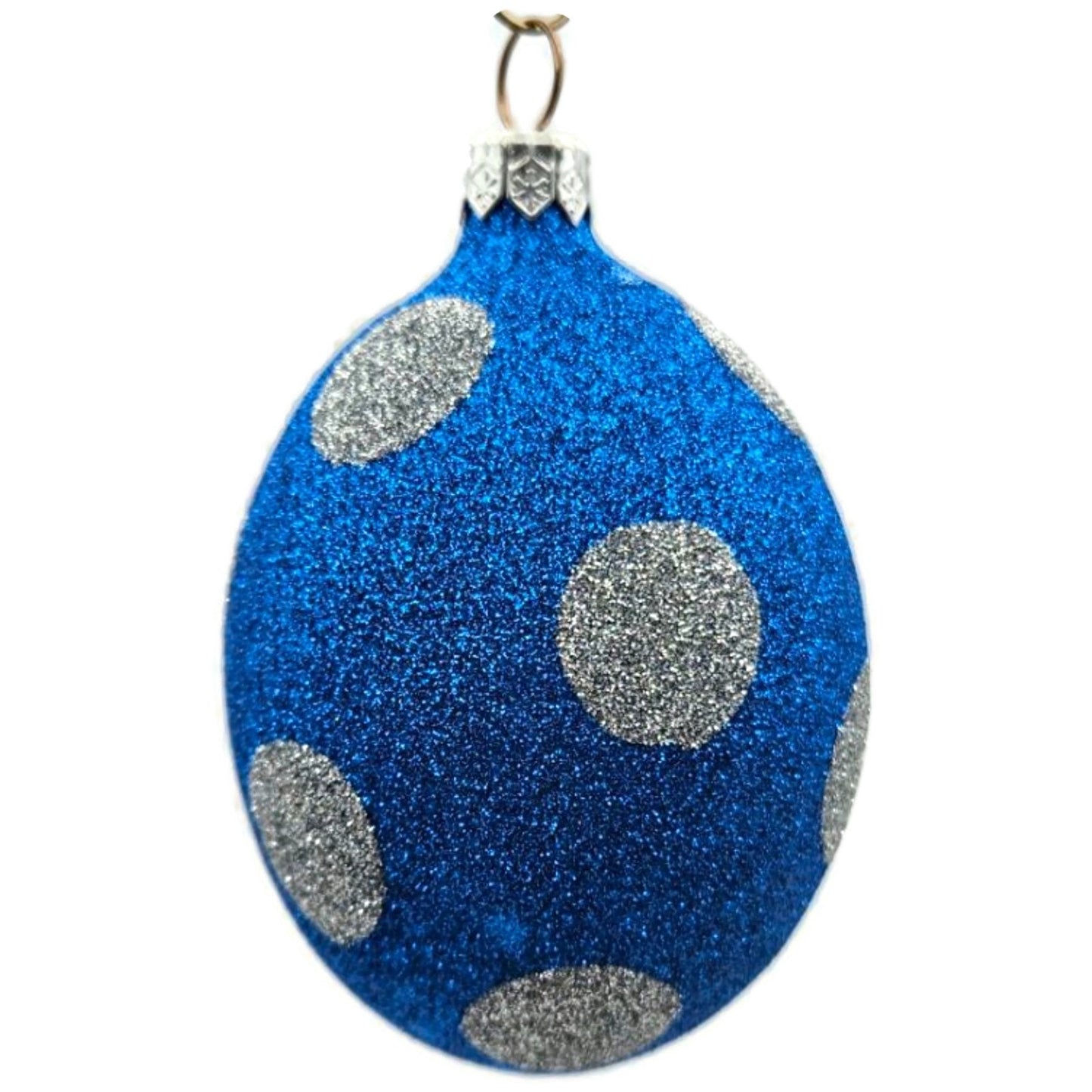 Patricia Breen Egg Blue Silver Polka Dot Easter Christmas Tree Ornament TCS