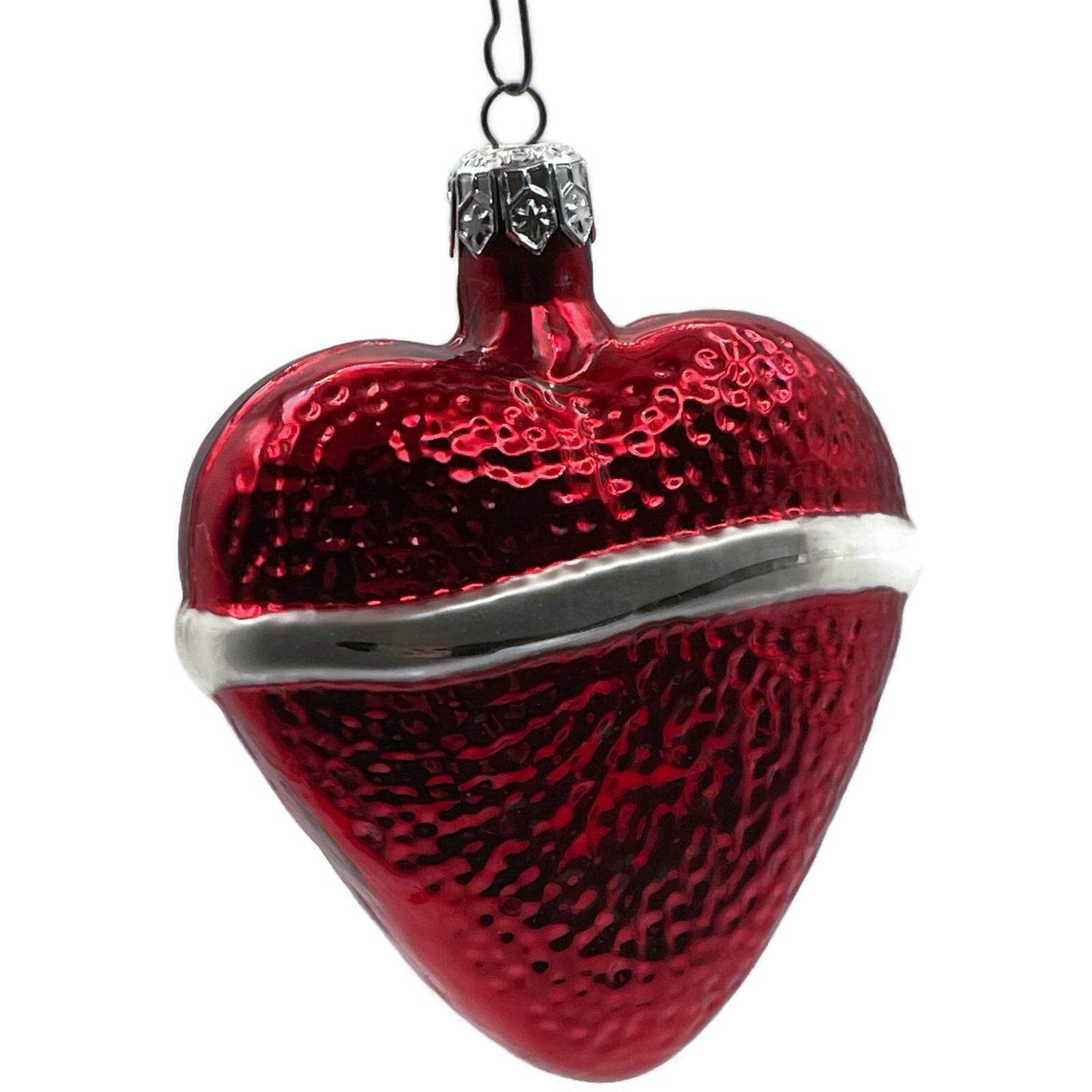 Christopher Radko Ornament Red Sweetheart Love Romance Silver Bow Valentines