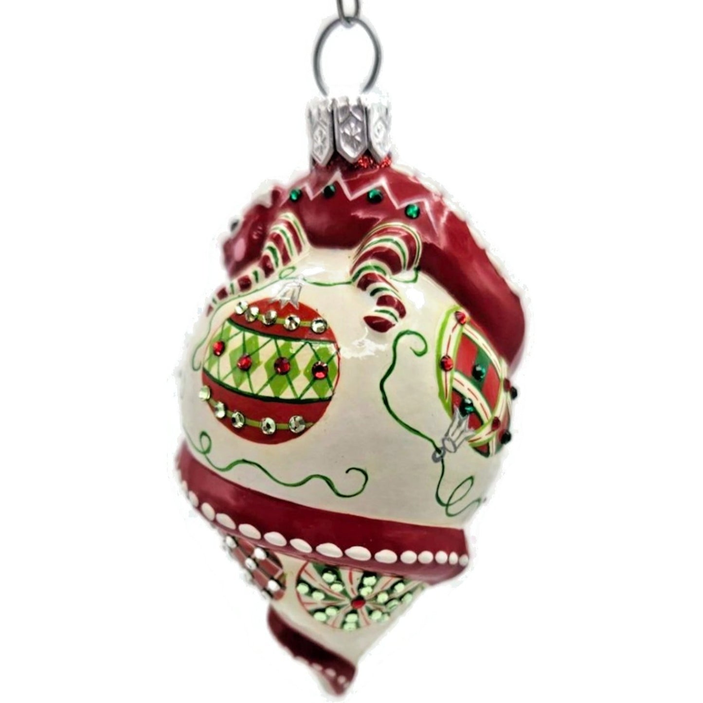 Patricia Breen Topping Chameleon Winter Striped Holly Christmas Tree Ornament
