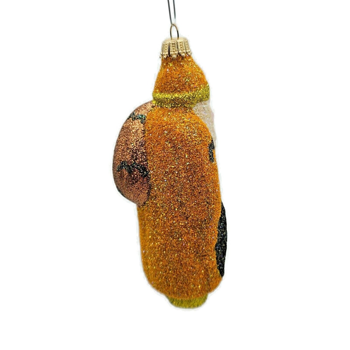 Larry Fraga Santa Claus Orange Black Bats Glittered Fall Christmas Tree Ornament