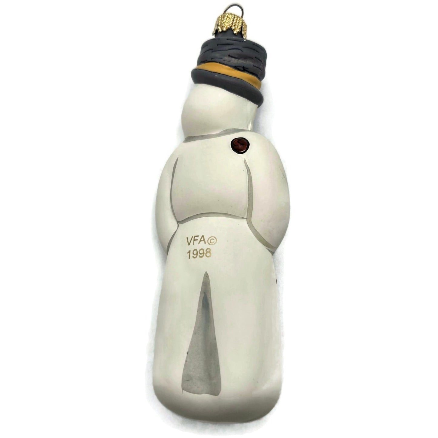 Vaillancourt Ornament Snowman with Ears Broom Chalkware Christmas Tree Decor