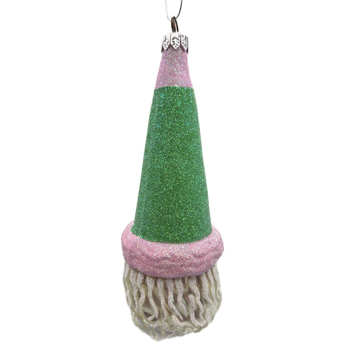 Patricia Breen Wink of His Eye Pink Green Santa Claus Head Christmas Ornament