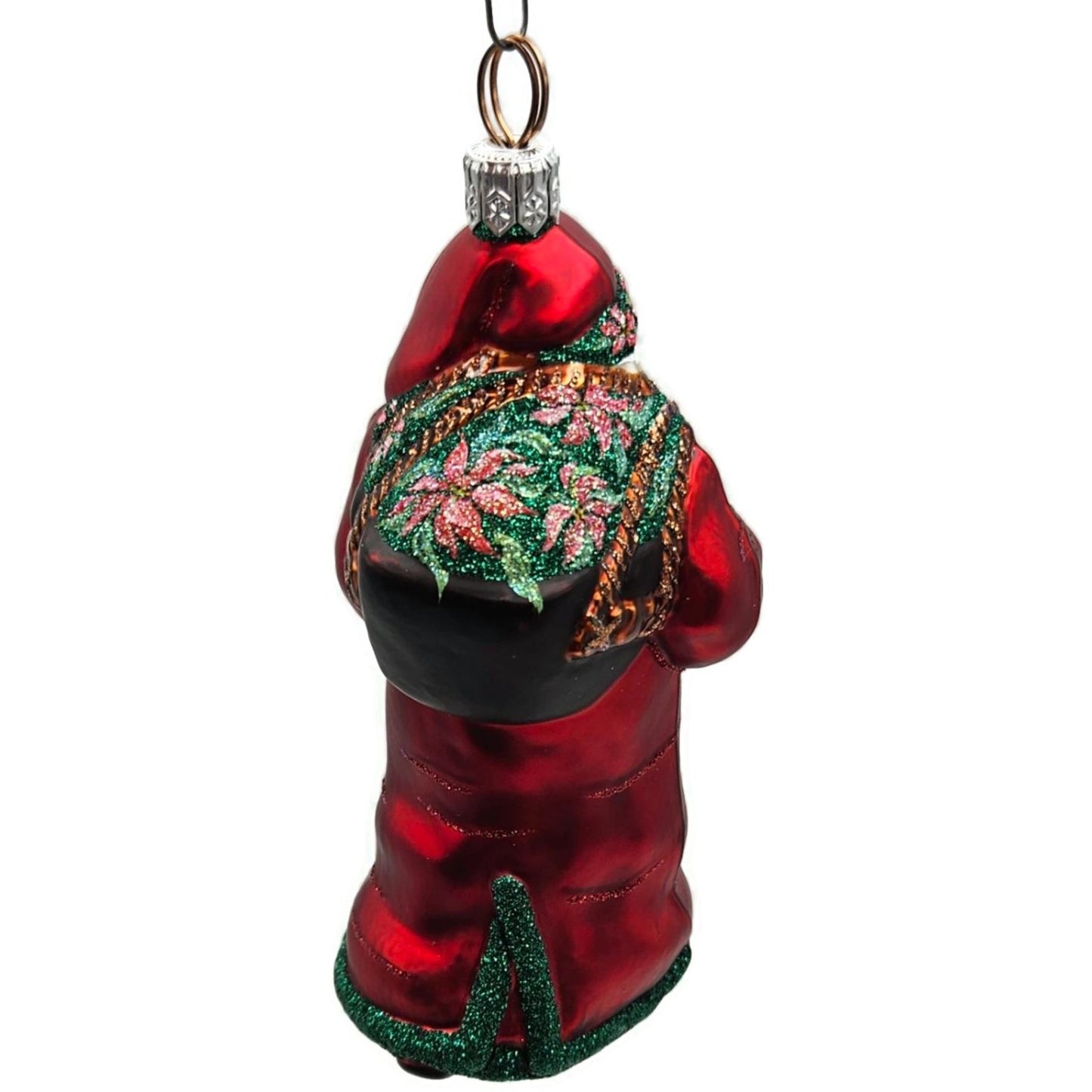 Patricia Breen Wayfaring Santa Claus Poinsettia Matte Christmas Tree Ornament