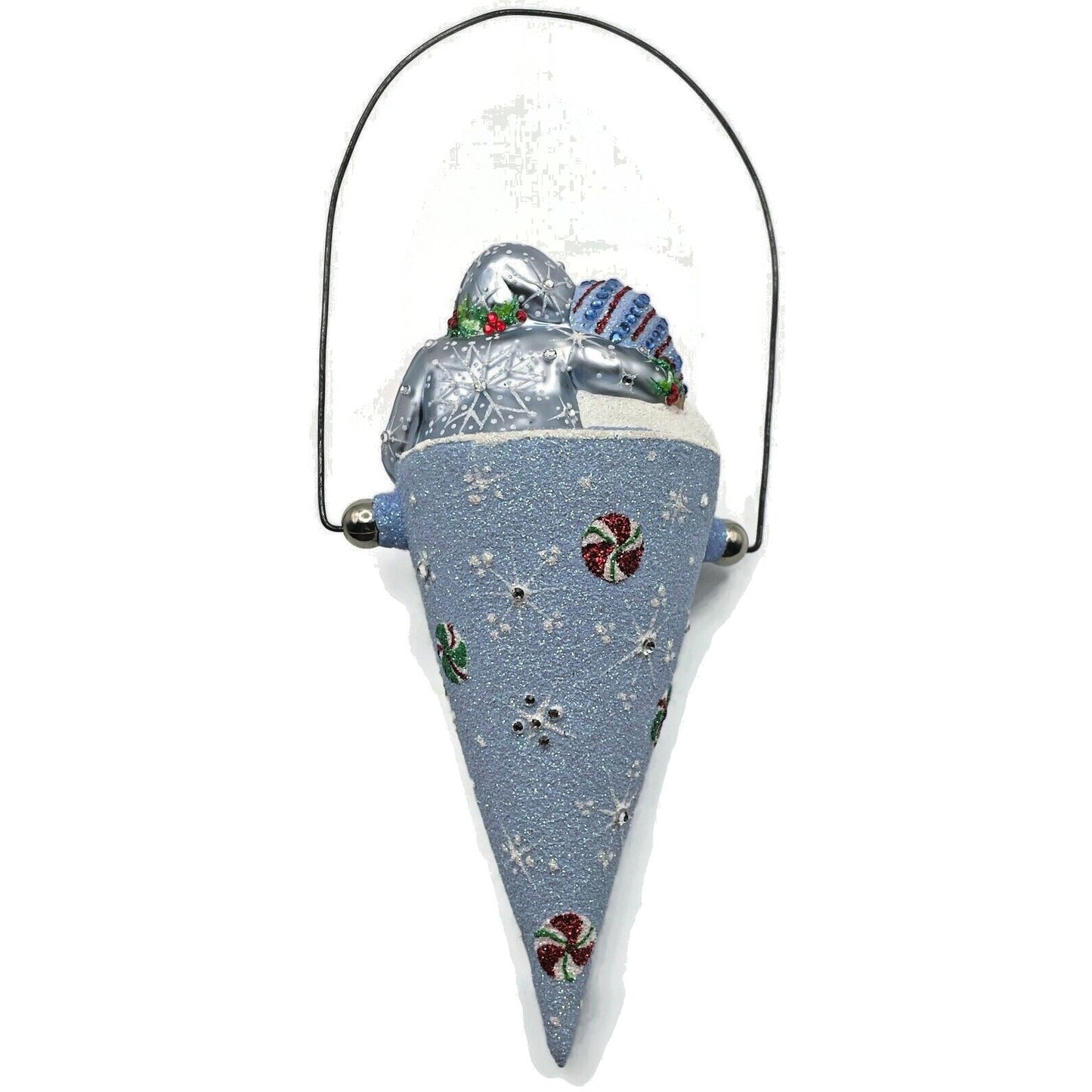 Patricia Breen Victorian Candy Cone Gingerbread Men Blue Christmas Tree Ornament