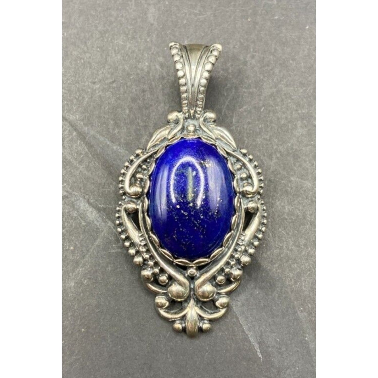 Carolyn Pollack Lapis Lazuli Oval Gemstone Pendant 925 Sterling Silver Filigree