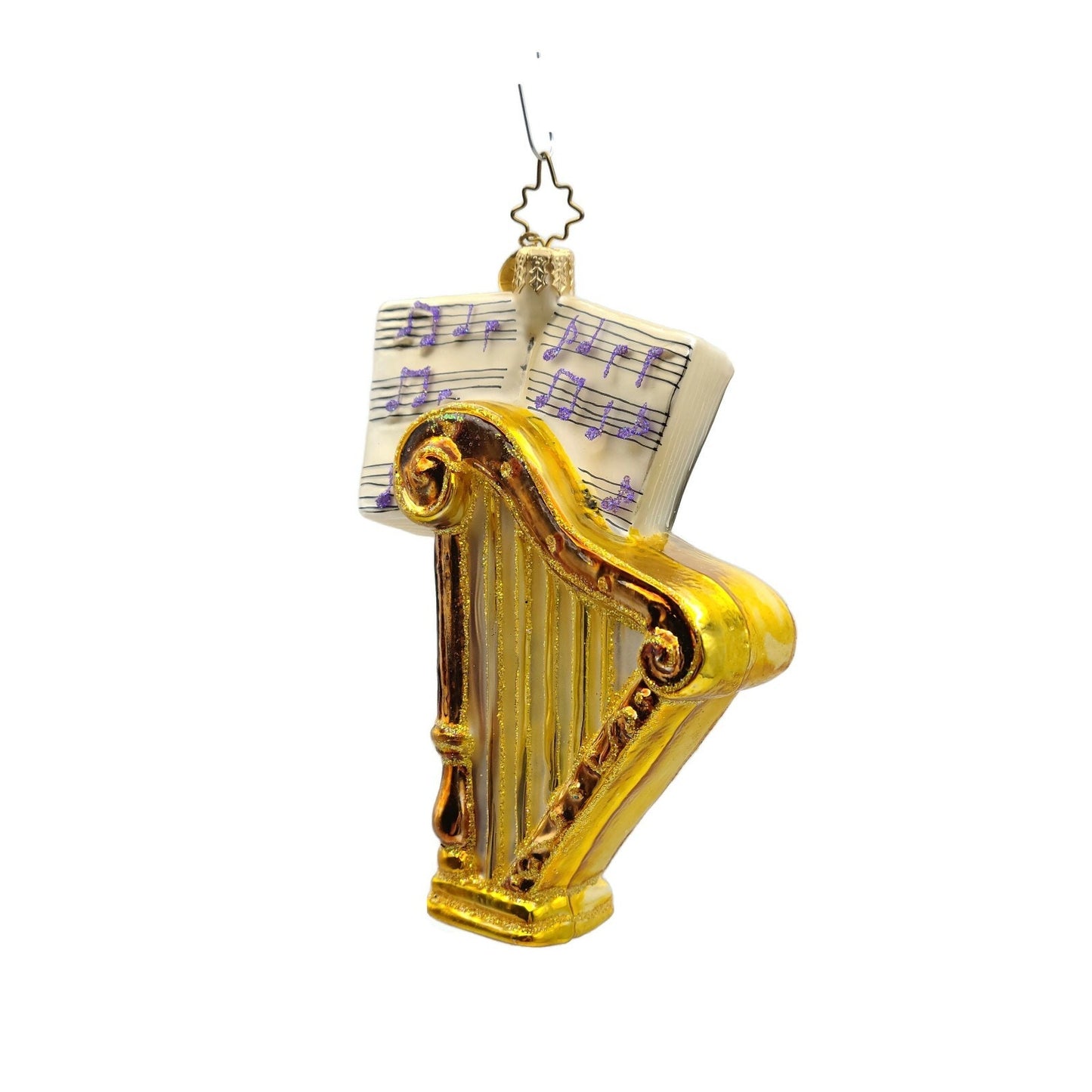 Christopher Radko Sounding Joy Harp Blown Glass Christmas Holiday Tree Ornament