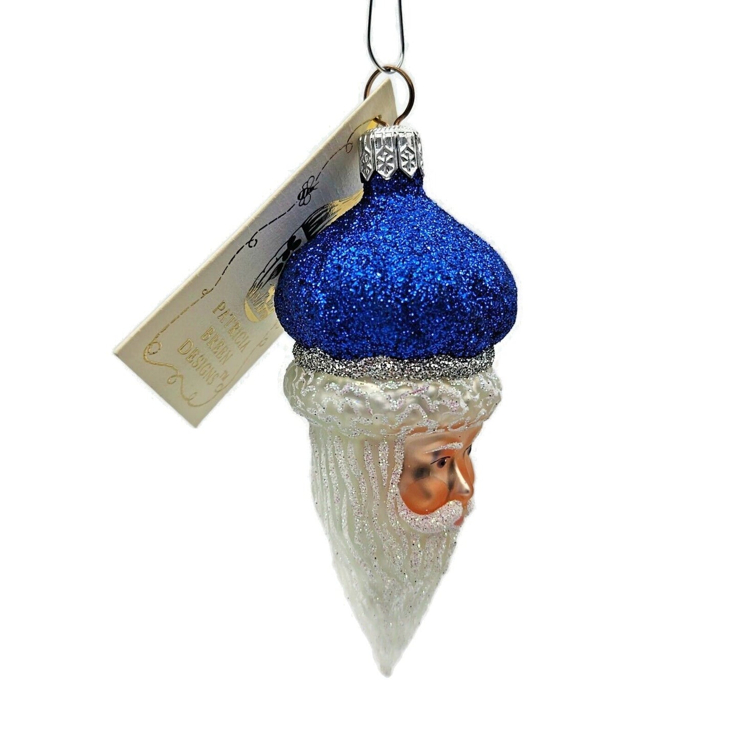 Patricia Breen Miniature Minsk Santa Claus Head Cobalt Christmas Tree Ornament