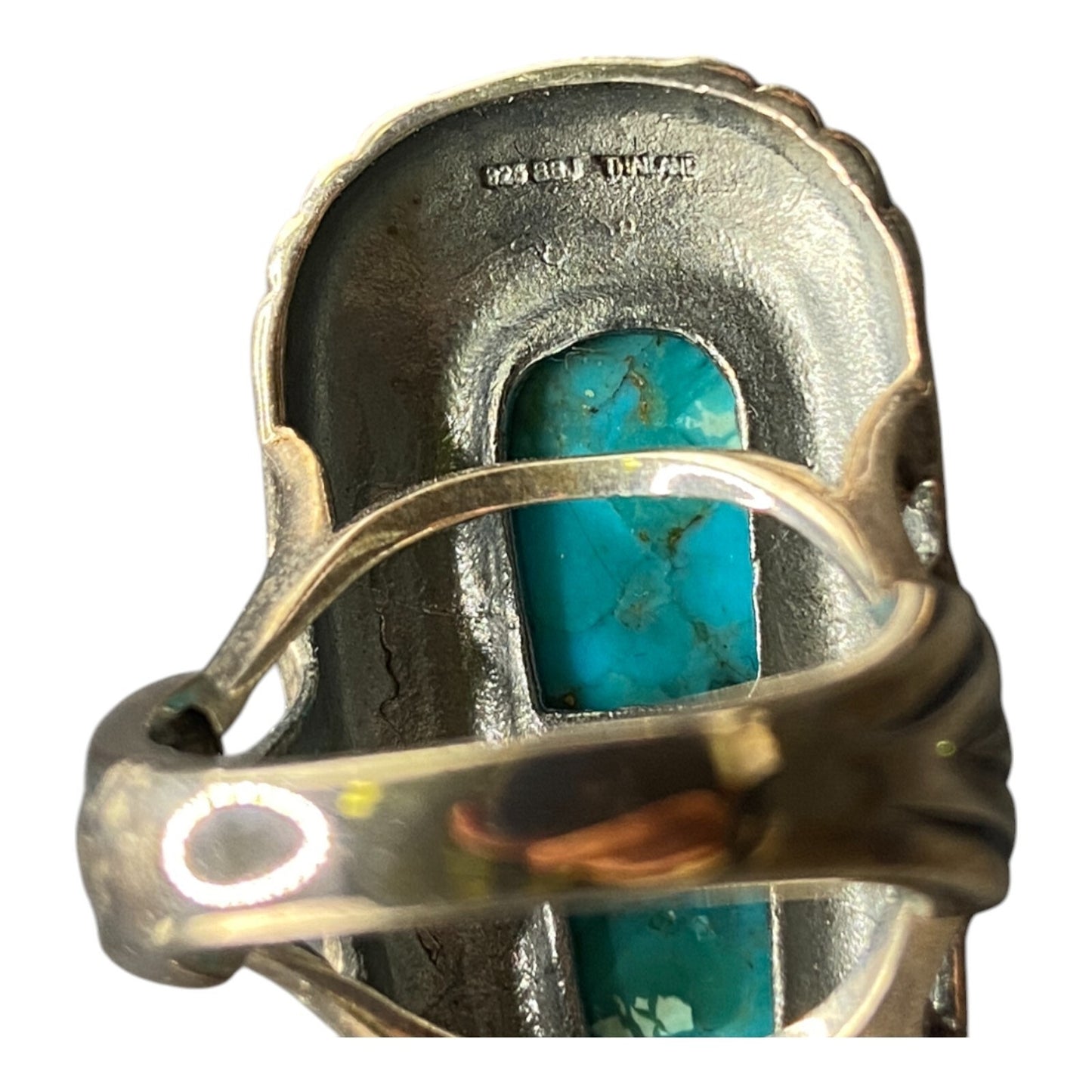 AAJ Ring Native American Blue Turquoise Gemstone 925 Sterling Silver Thailand 8