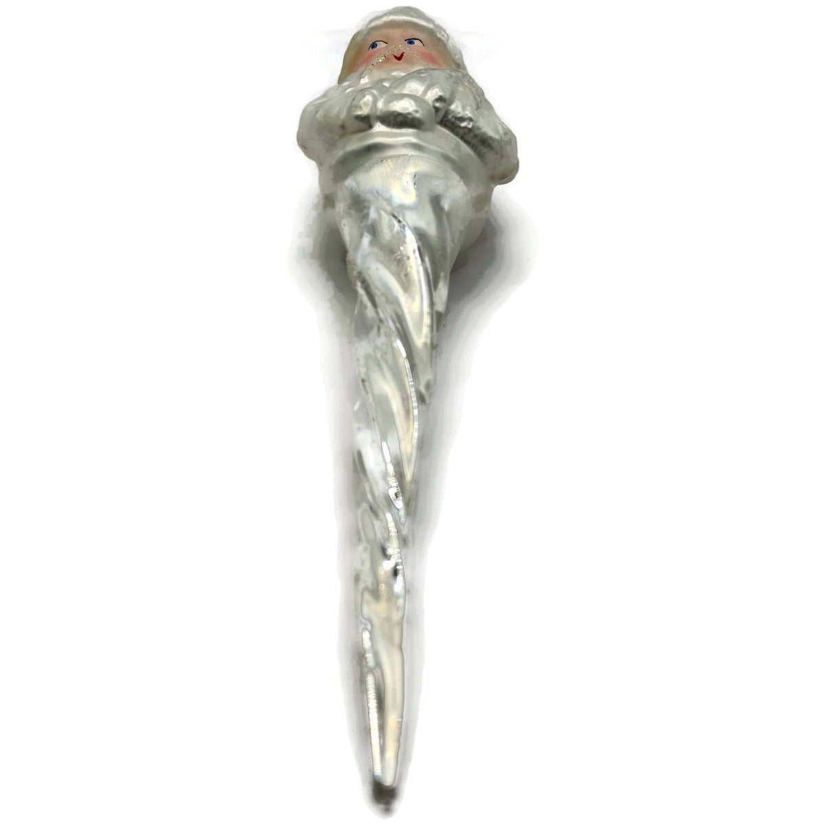 Christopher Radko Frosted Santa Icicle Silver Glass Christmas Ornament 95-143-0
