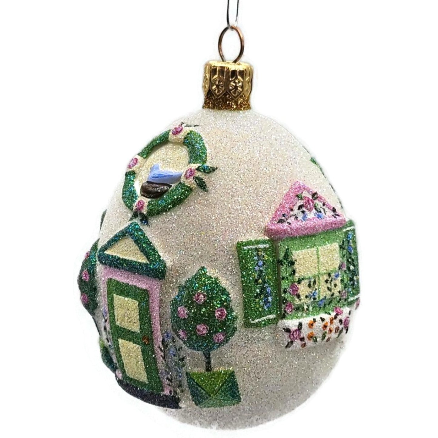 Patricia Breen Spring Egg House Bird Flowers Easter Topiary Christmas Ornament