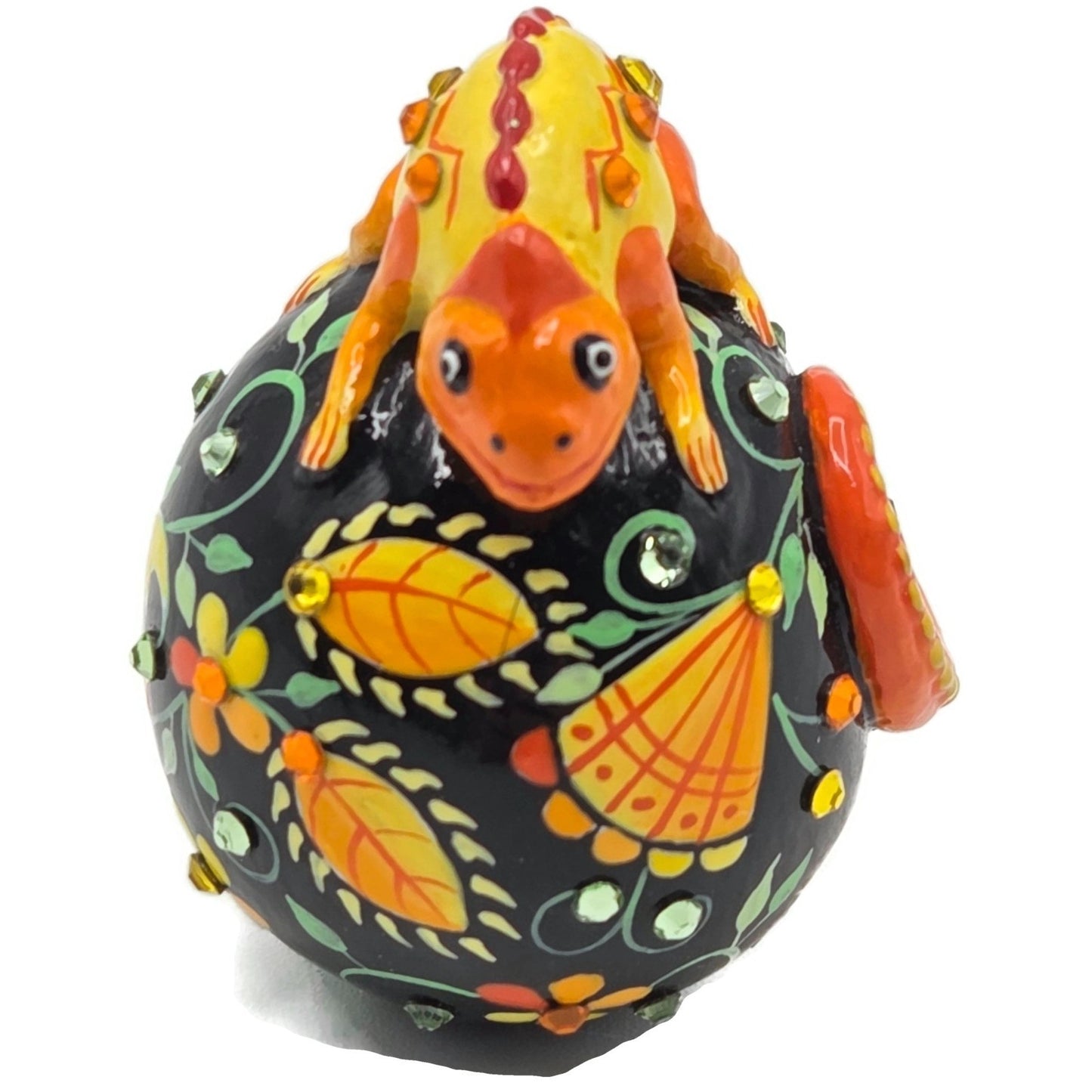 Patricia Breen Miniature Chameleon Sculpture Russian Fable Floral Christmas