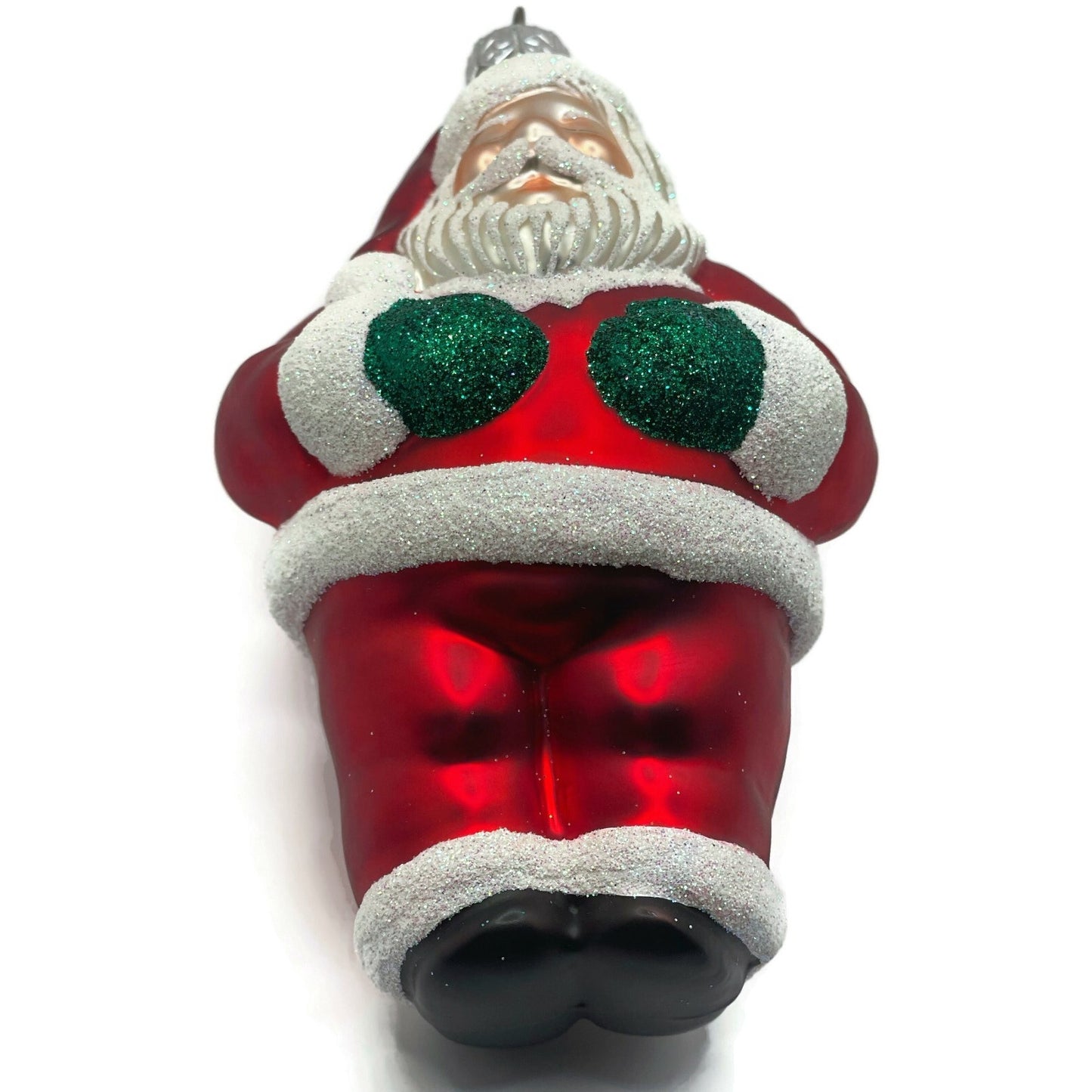 Patricia Breen Ho Ho Ho Santa Claus Red White Matte Christmas Tree Ornament