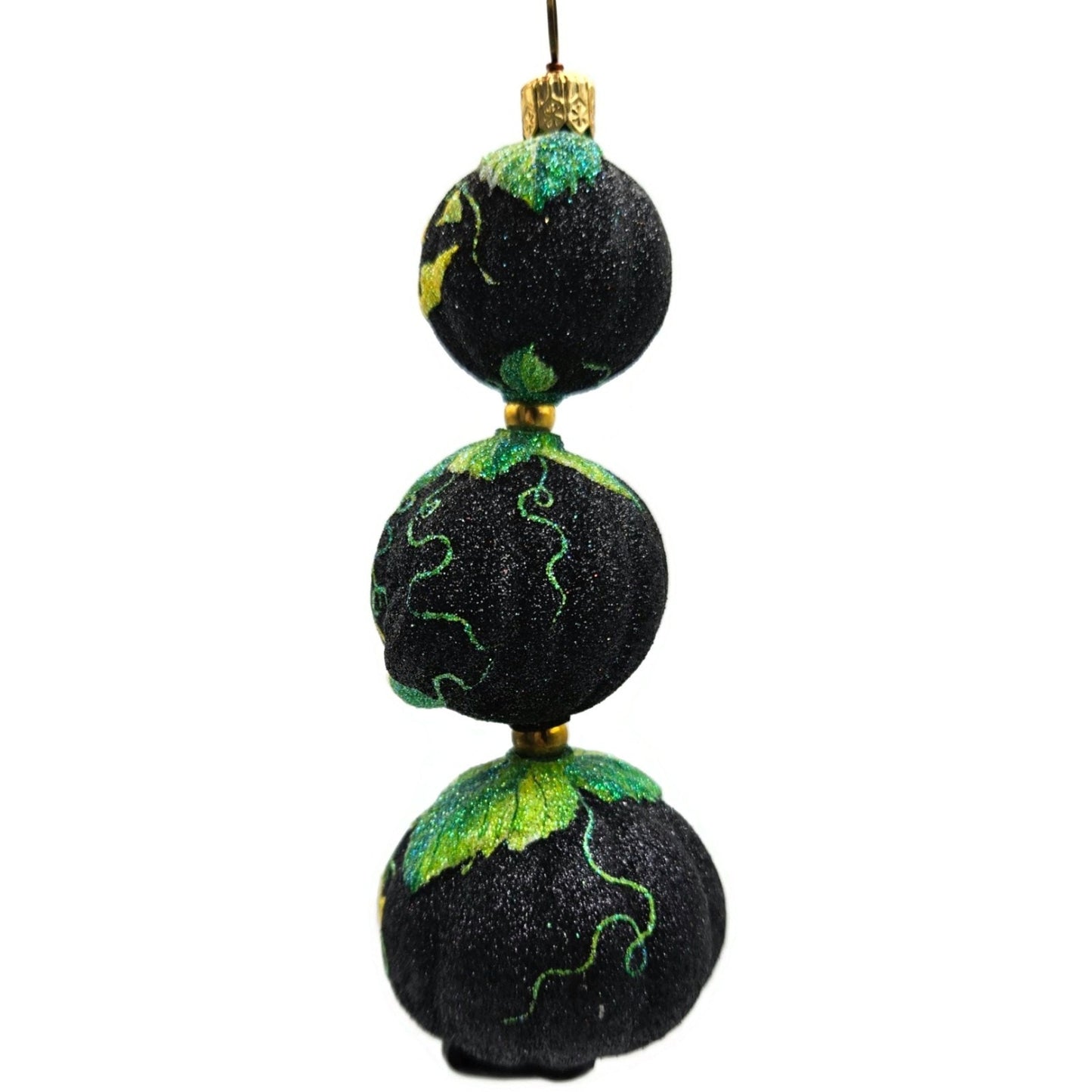 Patricia Breen Kinetic Pumpkinman Black Halloween Christmas Glittered Ornament