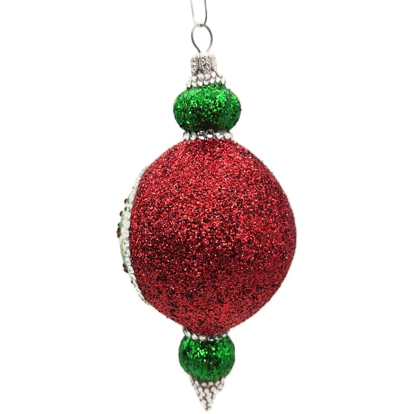 Patricia Breen Le Fleuron Holly Chameleon Red Glittered Christmas Tree Ornament
