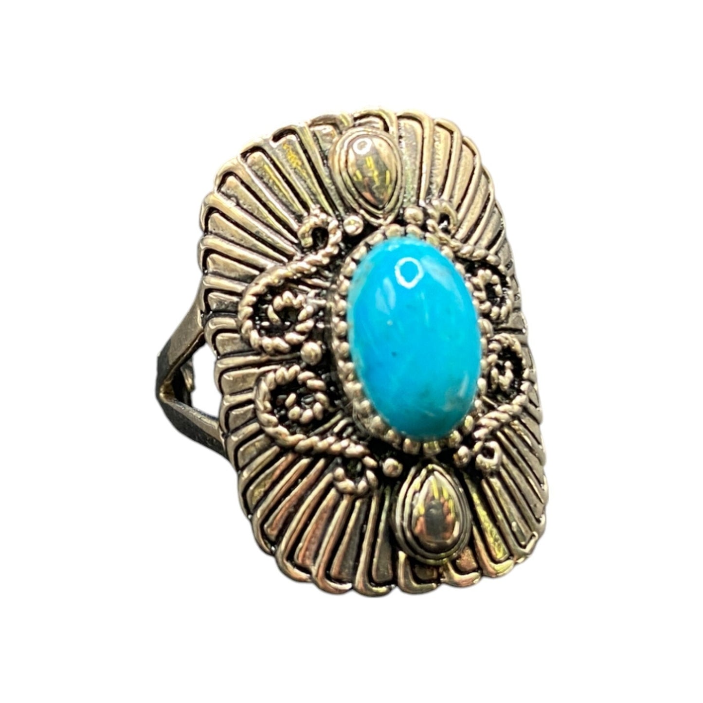 BBJ Ring Sleeping Beauty Turquoise Gemstone Oval 925 Sterling Silver Size 8