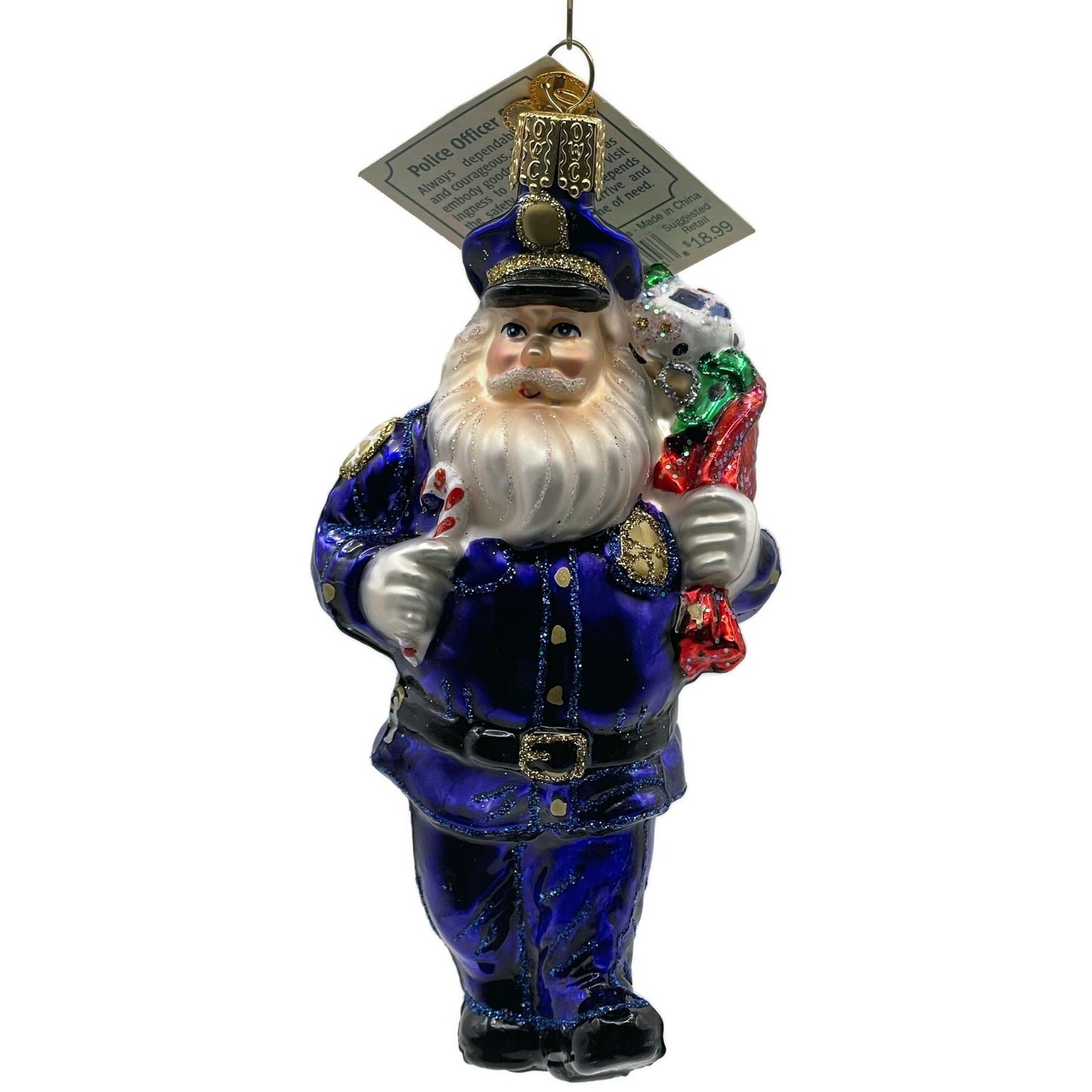 Police Officer Ornament Santa Claus Christmas Tree OWC Old World Christmas Decor
