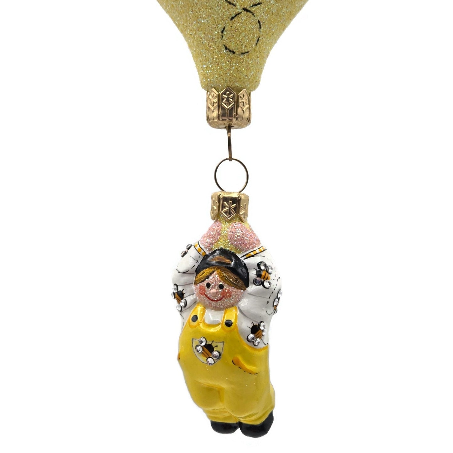 Patricia Breen Miniature Balloon Boy Bees Yellow Spring Christmas Tree Ornament