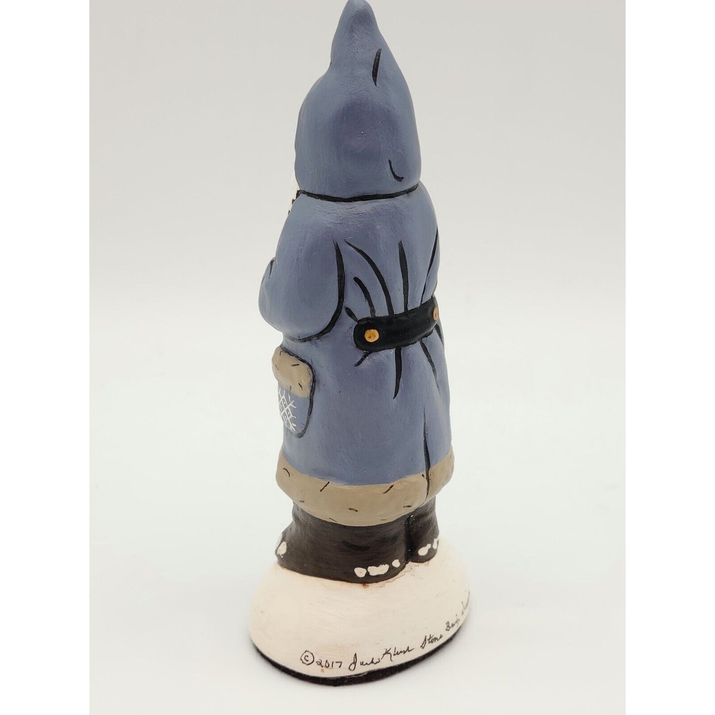 Blue Father Christmas with Mini Helper Chalkware Folk Art 2017 Holiday Figurine