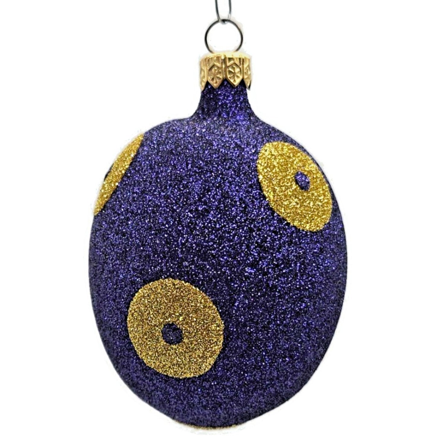 Patricia Breen Egg Purple Gold Polka Dot Glitter Easter Christmas Tree Ornament