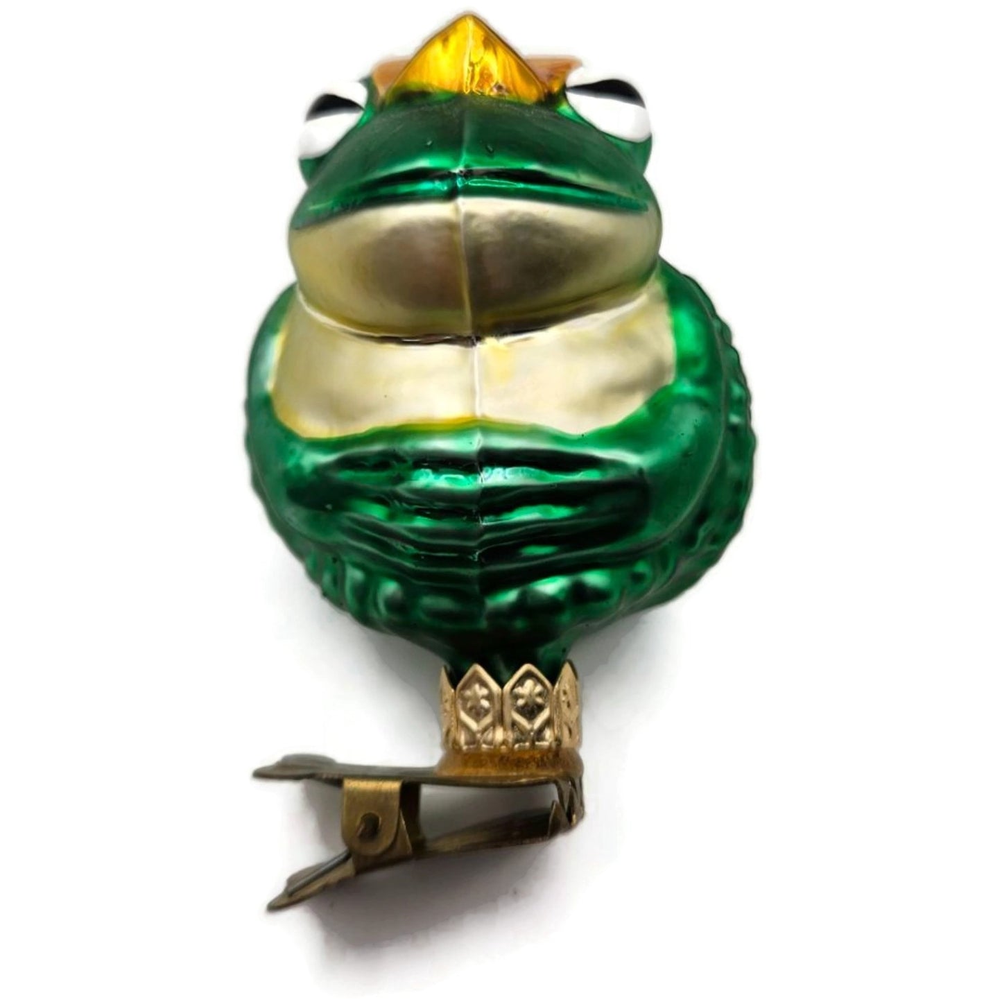 Patricia Breen Frog Prince Green Gold Crown Clip On Christmas Ornament
