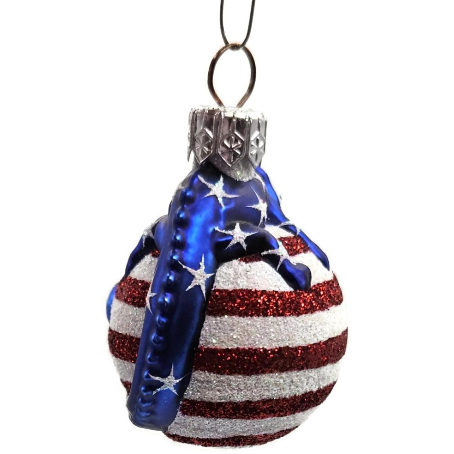 Patricia Breen Miniature Chameleon Striped Patriotic Blue Christmas Ornament