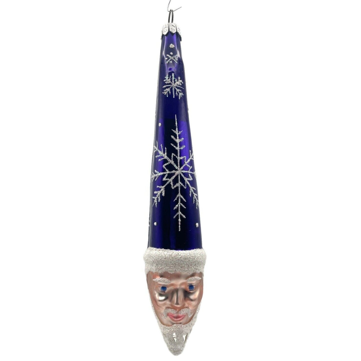 Patricia Breen Winter Wizard Purple Santa Head Snowflakes Christmas Ornament