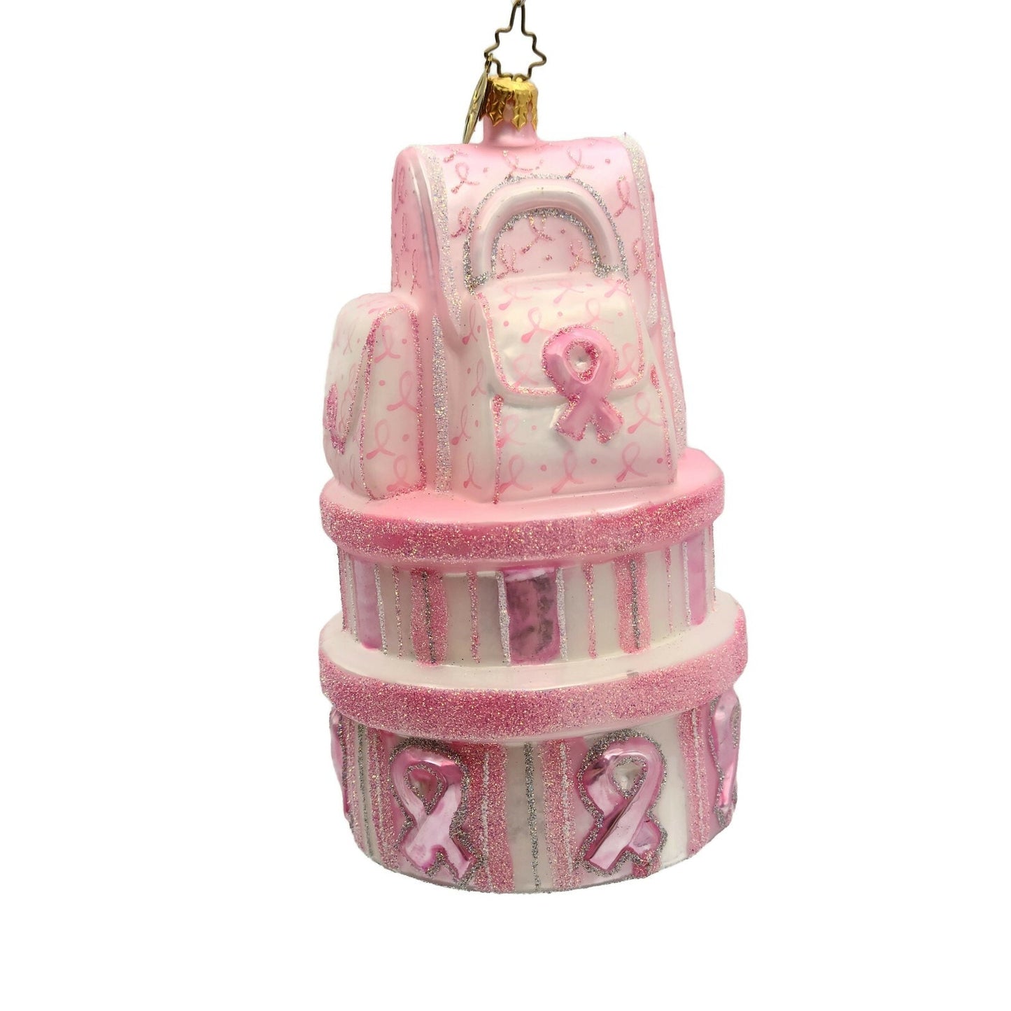 Christopher Radko Breast Cancer Caring Gifts Pink Ribbon Christmas Tree Ornament