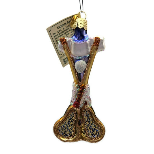Old World Christmas Lacrosse Set Game Blown Glass Christmas Tree Ornament OWC