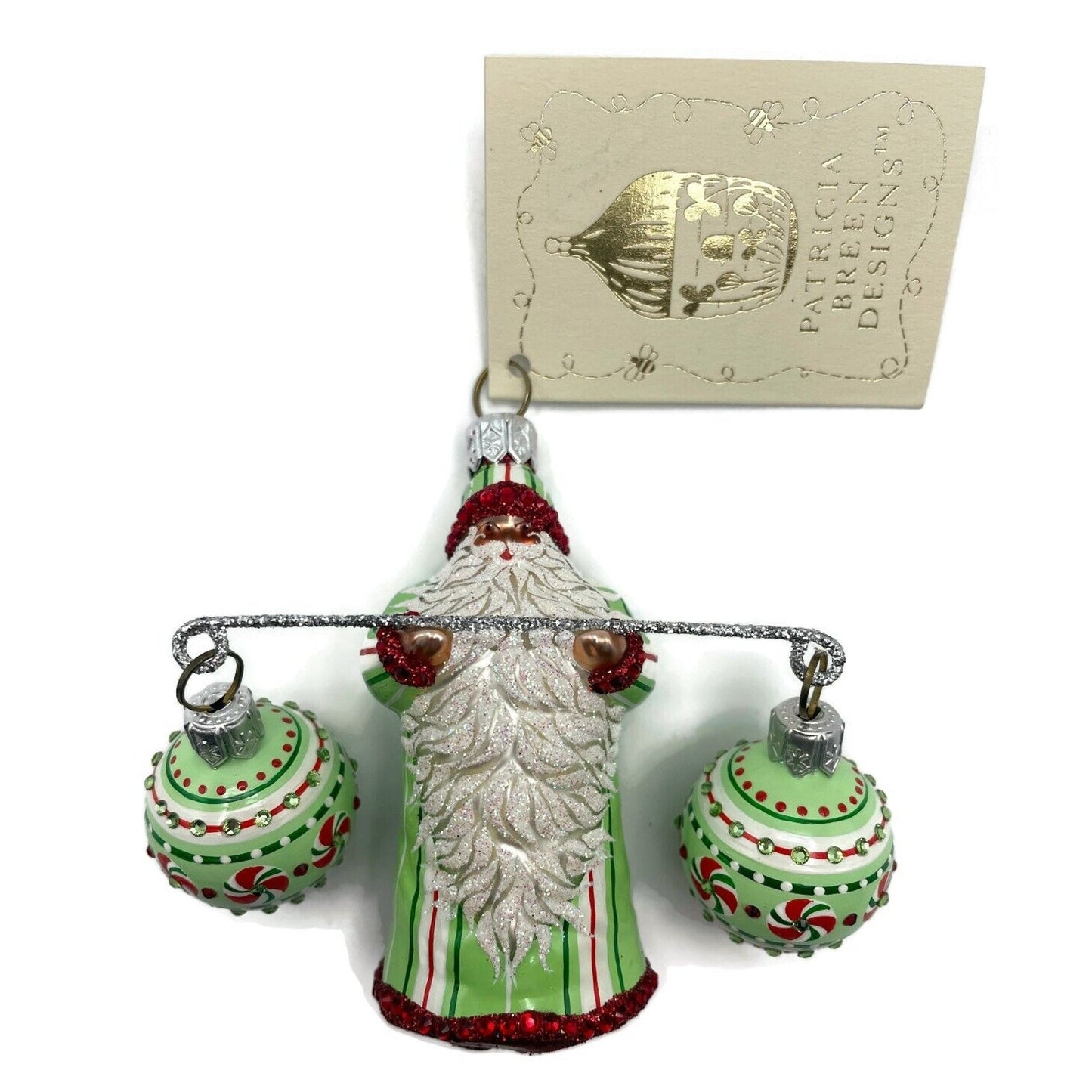 Patricia Breen Balance Peppermints Striped Santa Claus Christmas Tree Ornament
