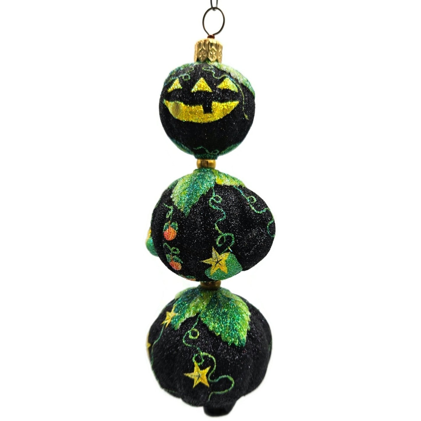 Patricia Breen Kinetic Pumpkinman Black Halloween Christmas Glittered Ornament