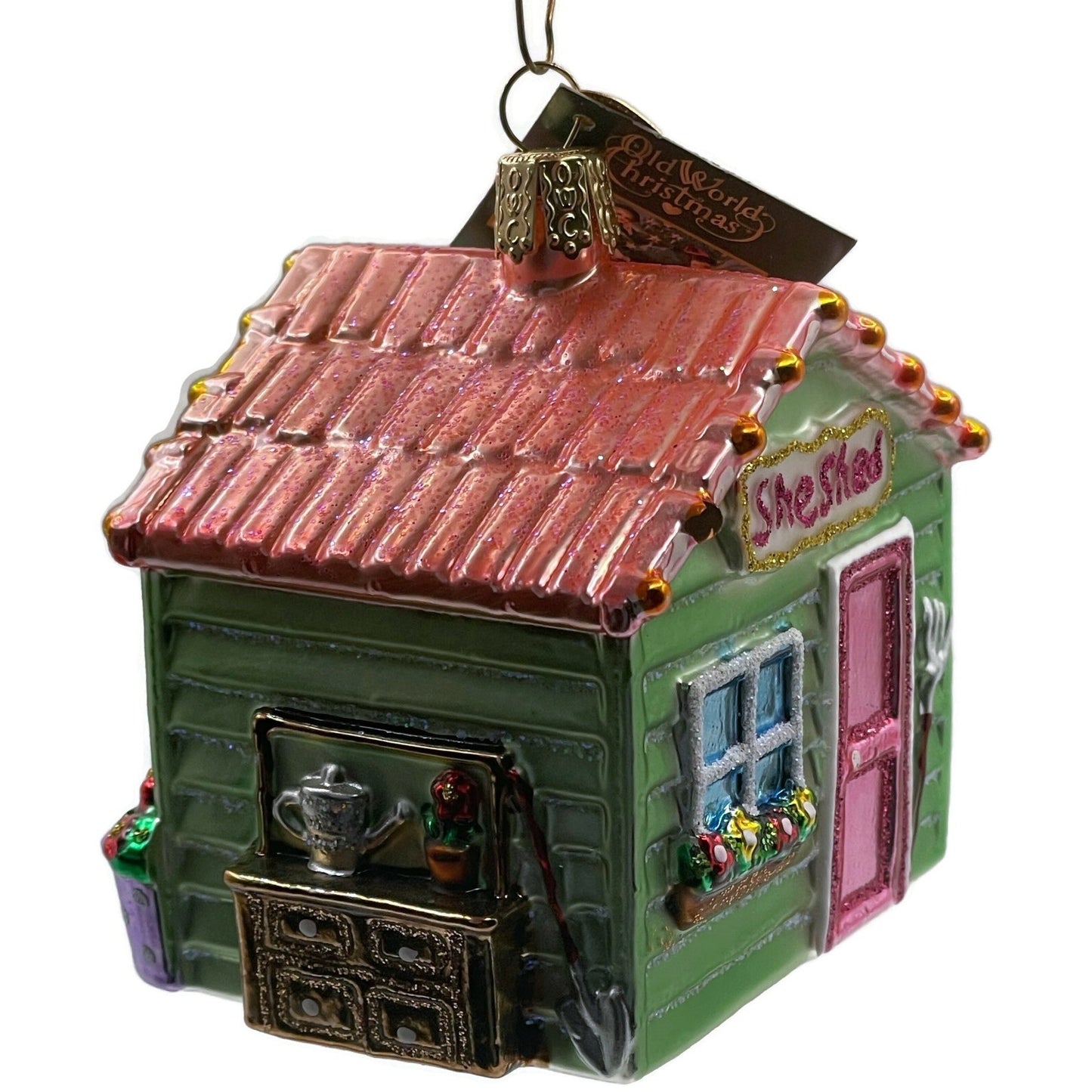 She Shed Ornament Old World Christmas Garden Yard Blown Glass Christmas Tree OWC
