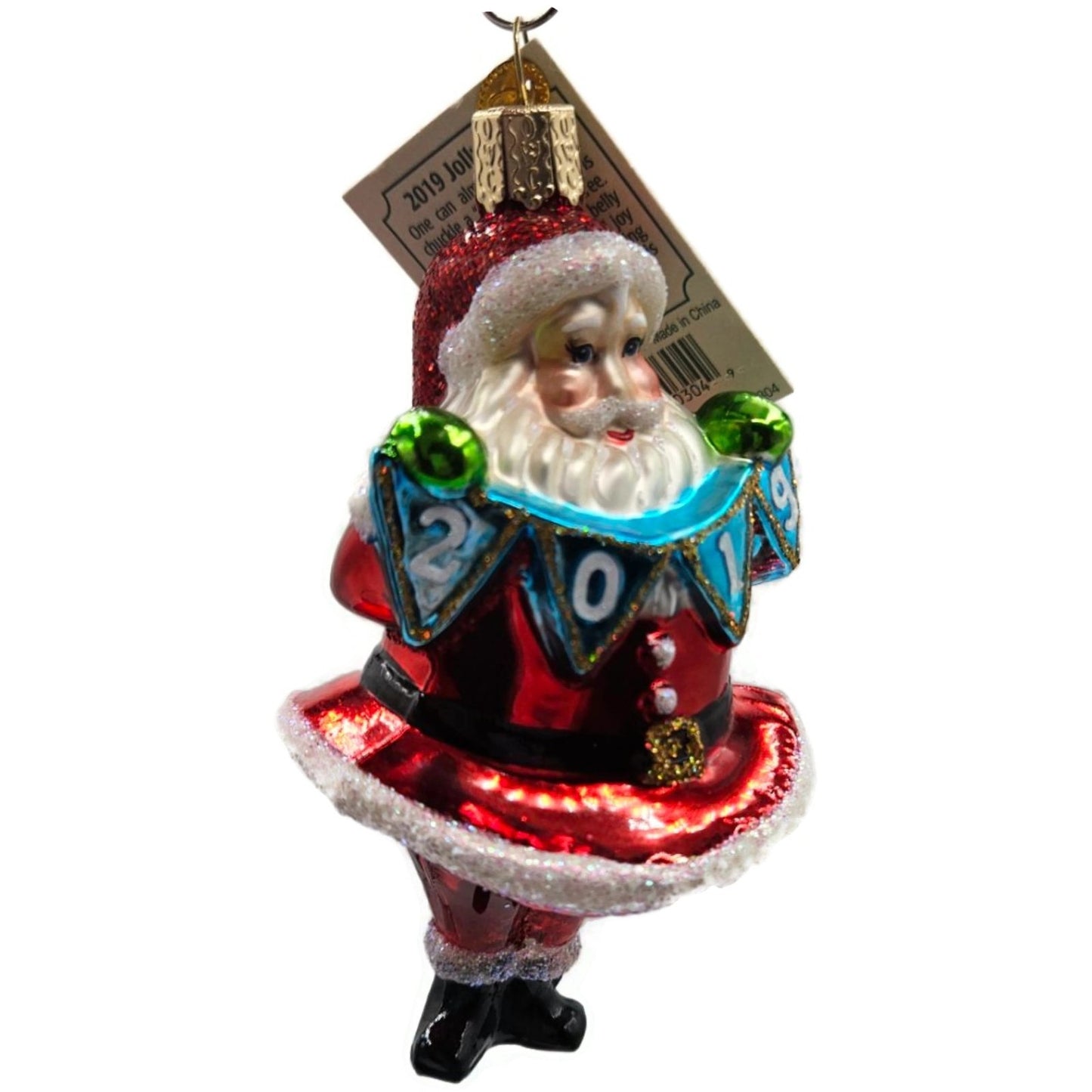 OWC 2019 Jolly Santa Ornament Blown Glass Old World Christmas Holiday Tree Decor