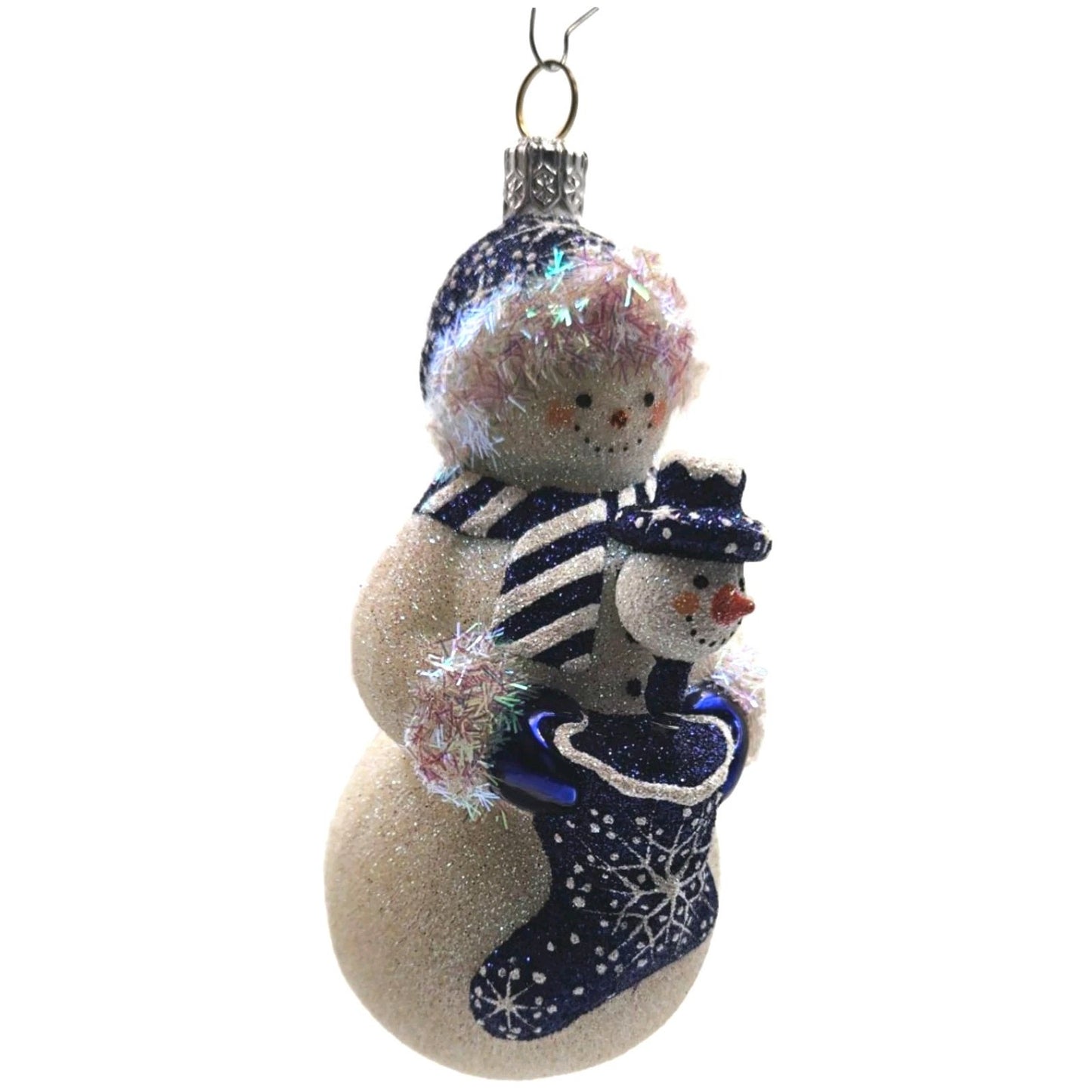 Patricia Breen Snowy Surprise Blue Snowman Striped Scarf Christmas Tree Ornament