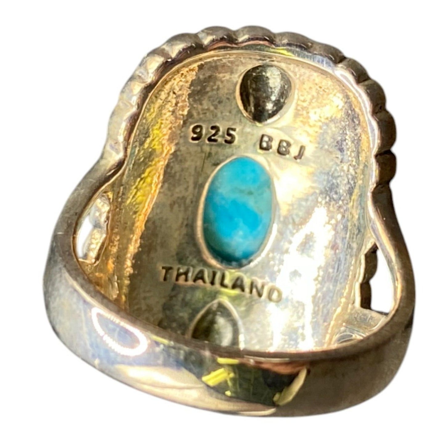 BBJ Ring Sleeping Beauty Turquoise Gemstone Oval 925 Sterling Silver Size 8