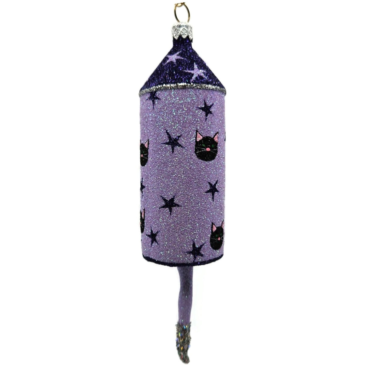 Patricia Breen Halloween Blastoff Violet Stars Black Cat Christmas Ornament 2228