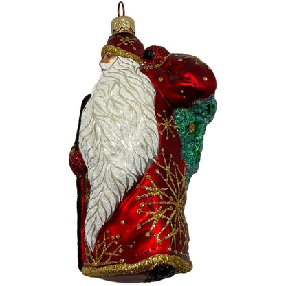Patricia Breen Santa For Jason Gold Snowflakes Red Christmas Tree Ornament NM