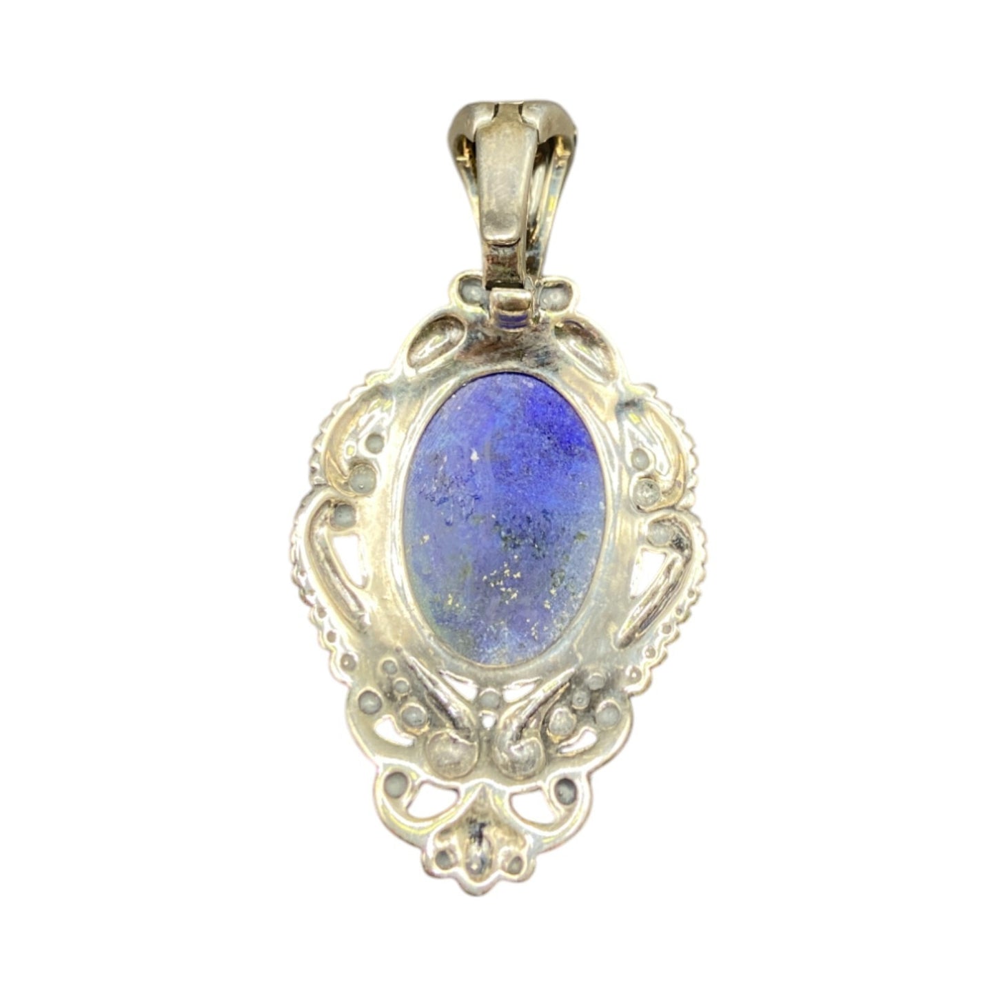 Carolyn Pollack Lapis Lazuli Oval Gemstone Pendant 925 Sterling Silver Filigree