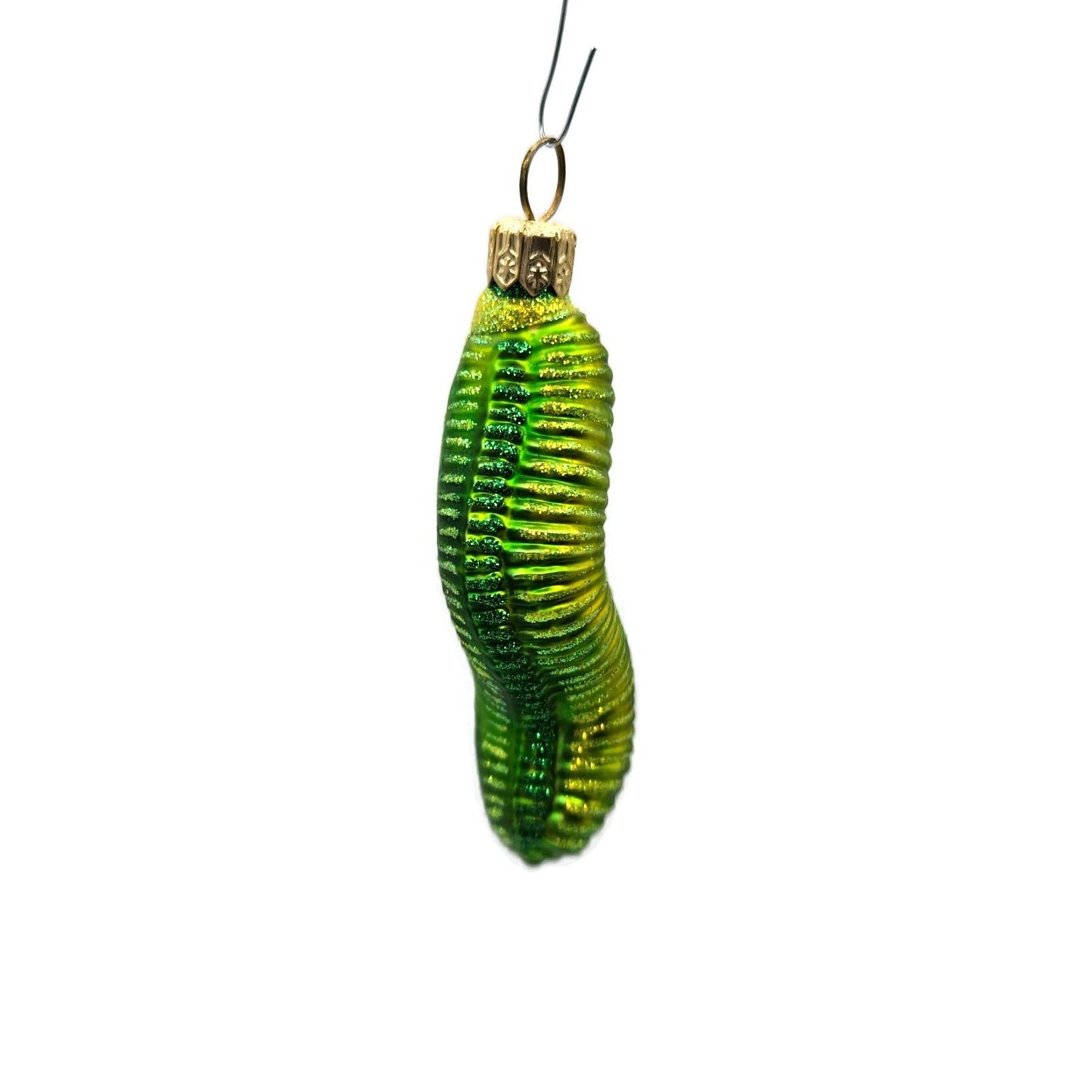 Patricia Breen Bugs Caterpillar Green Glittered Christmas Holiday Tree Ornament