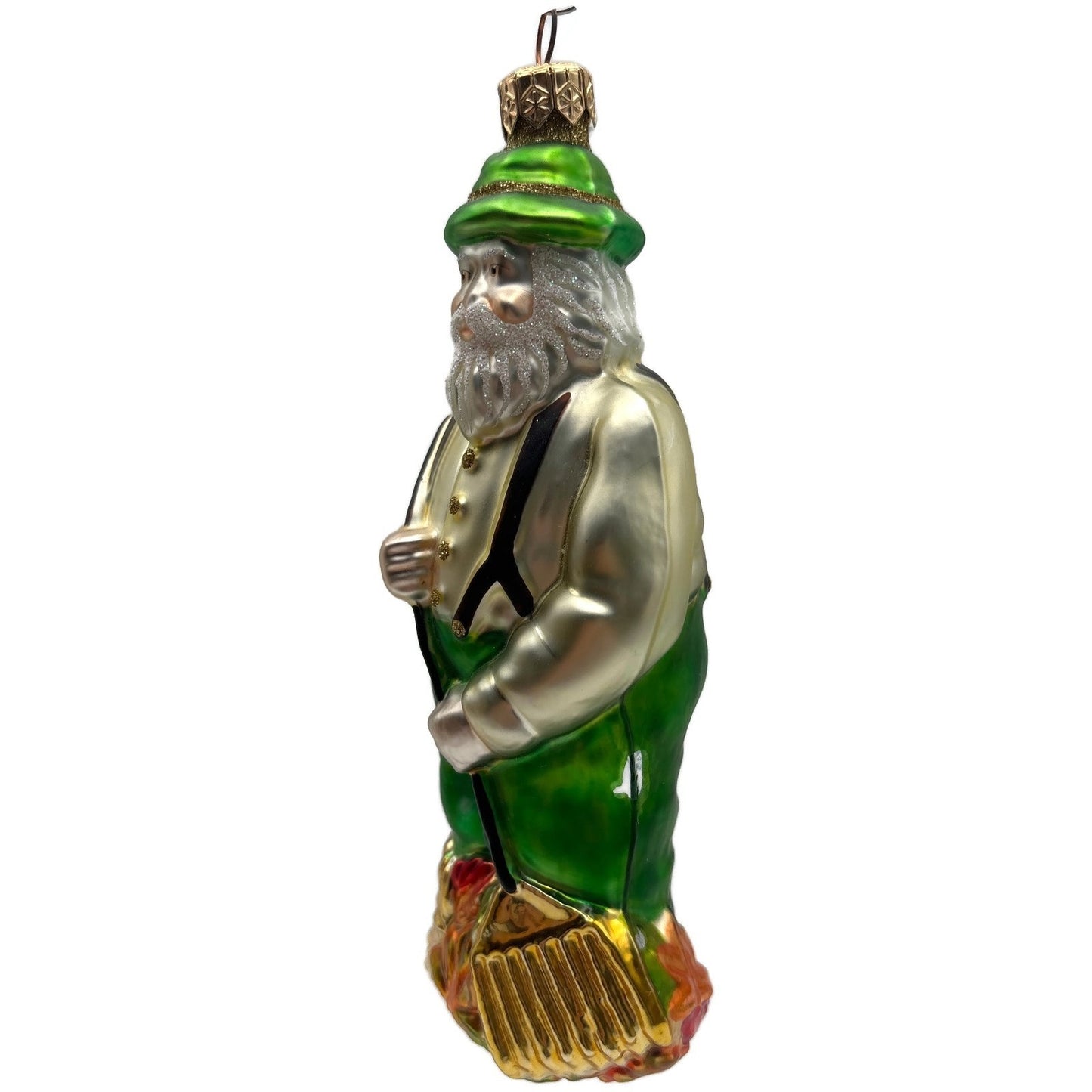 Patricia Breen Autumn Santa Gold Green Fall Christmas Tree Ornament