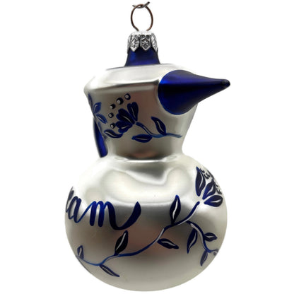Patricia Breen Sweet Cream Pearl Flower Blue Spout Spring Christmas Ornament