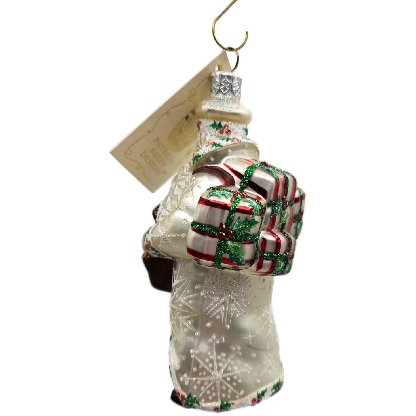 Patricia Breen Postal Santa Holly White Snowflakes Mail Christmas Tree Ornament