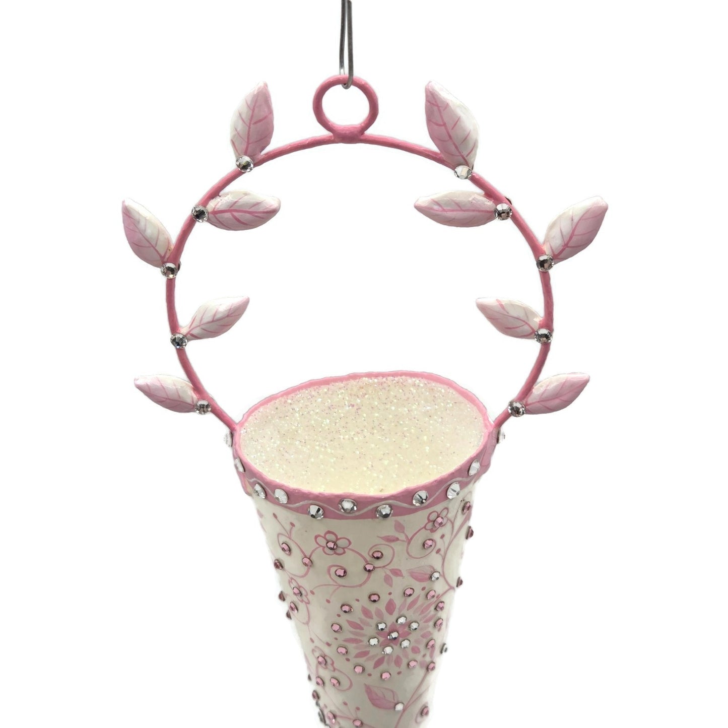 Patricia Breen Christmas Cornucopia Chinoiserie Pink Spring Ornament Basket CATZ