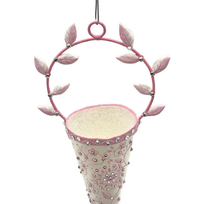 Patricia Breen Christmas Cornucopia Chinoiserie Pink Spring Ornament Basket CATZ