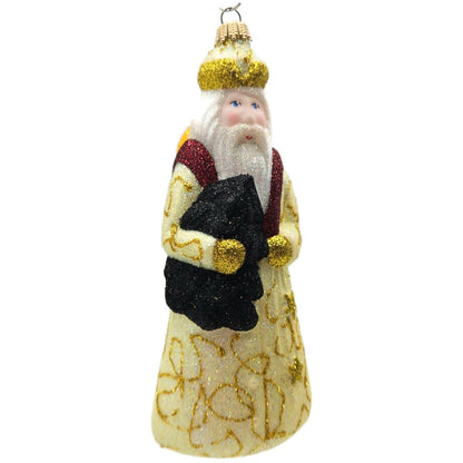 Larry Fraga Mr. Fabulous Santa Tree Gold Stars Glitter Series Christmas Ornament