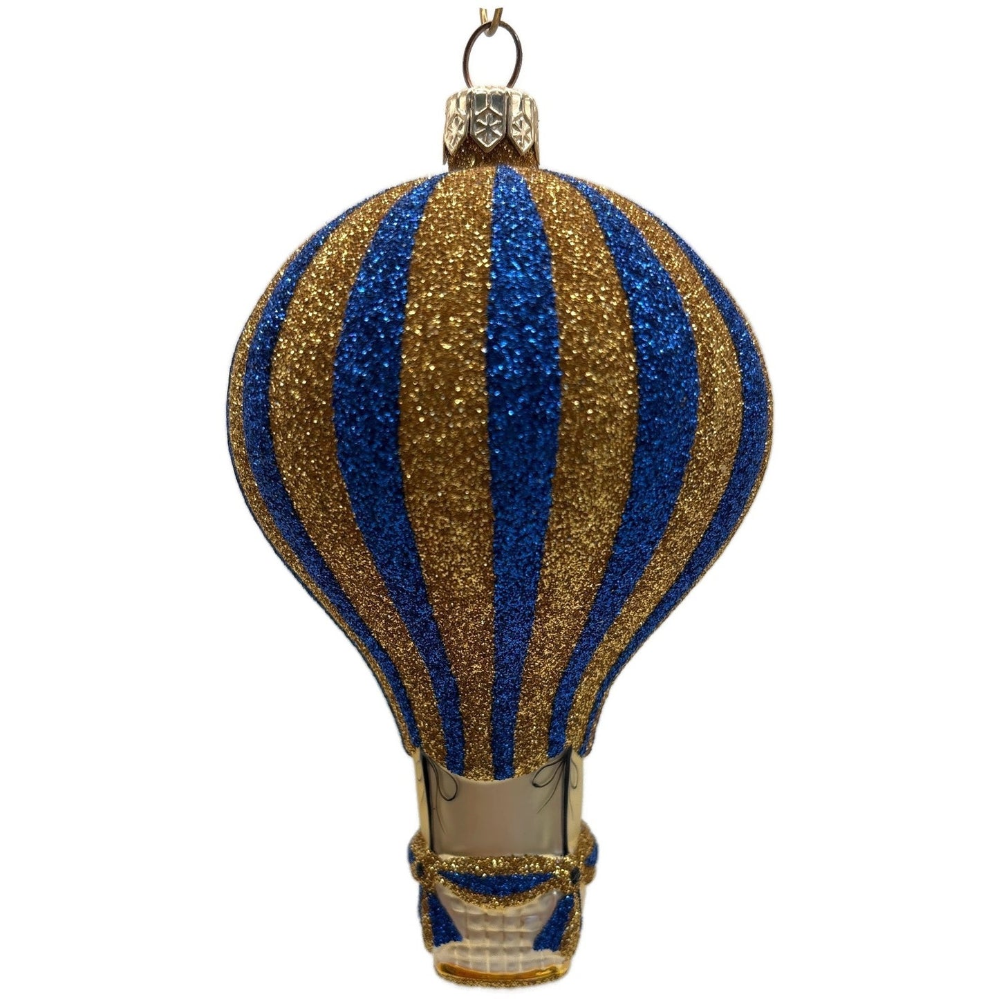 Patricia Breen Petite Balon Blue Gold Striped Balloon Christmas Tree Ornament