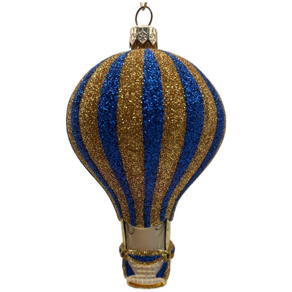 Patricia Breen Petite Balon Blue Gold Striped Balloon Christmas Tree Ornament
