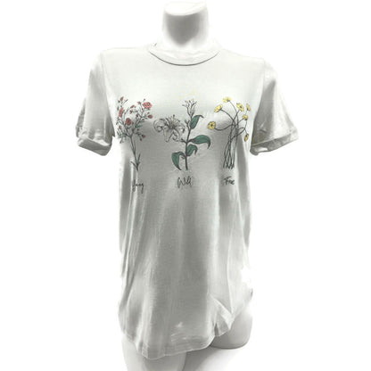 Womens Tee Shirt Cotton Floral Vintage Young Wild Free Green Lace & Lilac
