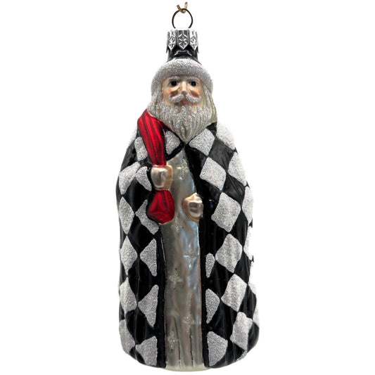 Patricia Breen Saint Louis Santa Black White Diamond Christmas Tree Ornament