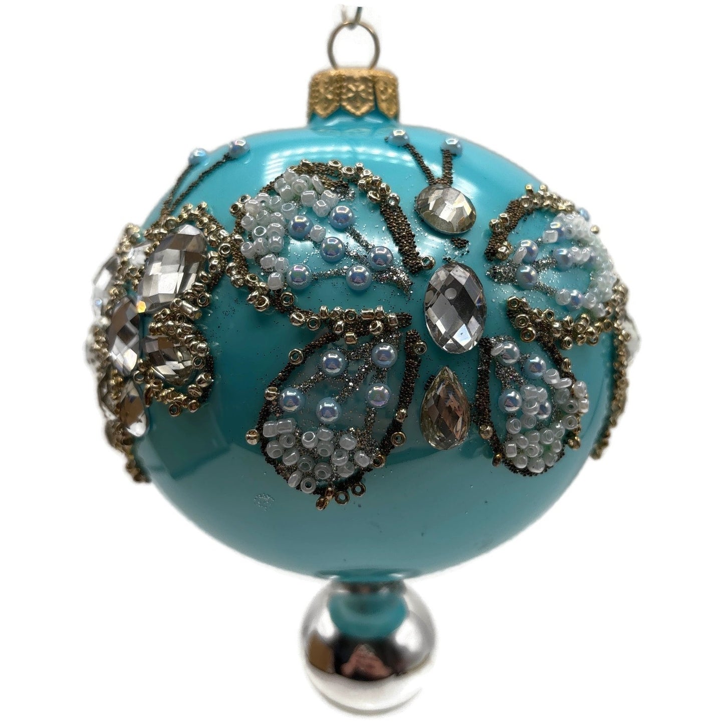 Heartfully Yours Butterfly Hanging on the Summer Sky Blue Christmas Ornament